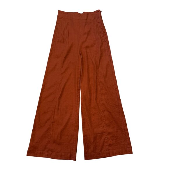 Anthropologie Corset Back Wide Leg Linen Blend Palazzo Pants Women's size XS - Picture 2 of 8